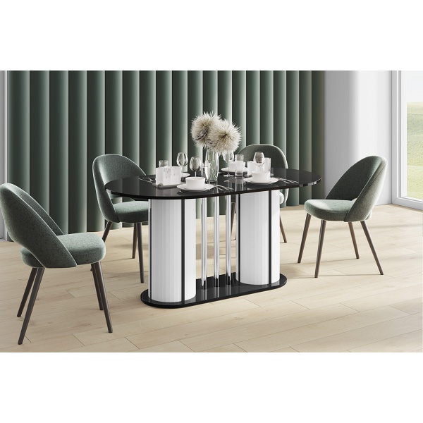 Stół rozkładany CESARO - Wariant Kolorystyczny: Czarno-biały - Hubertus